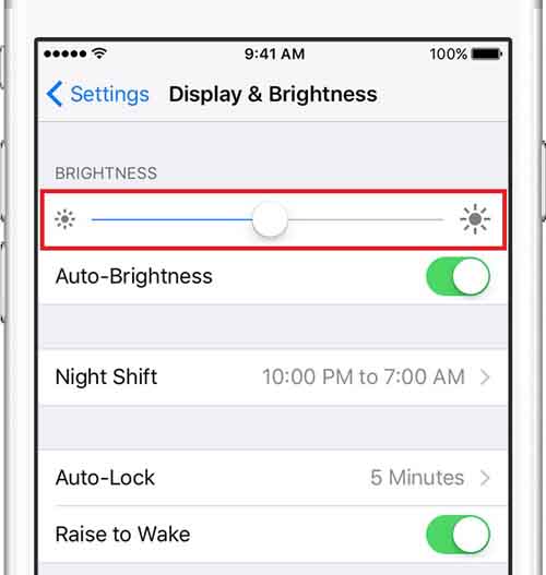 change screen brightness on iphone