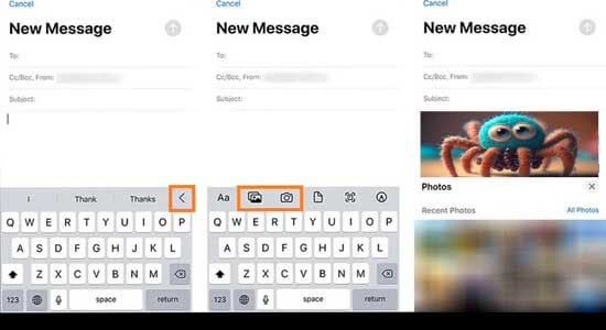 how to add an attachment to an email on iphone